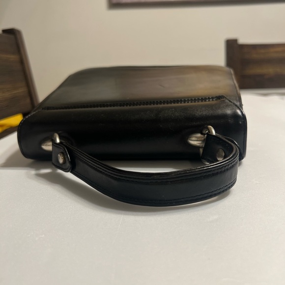 Vintage Black Satchel with Elegant Silver Clasp - Picture 6 of 12